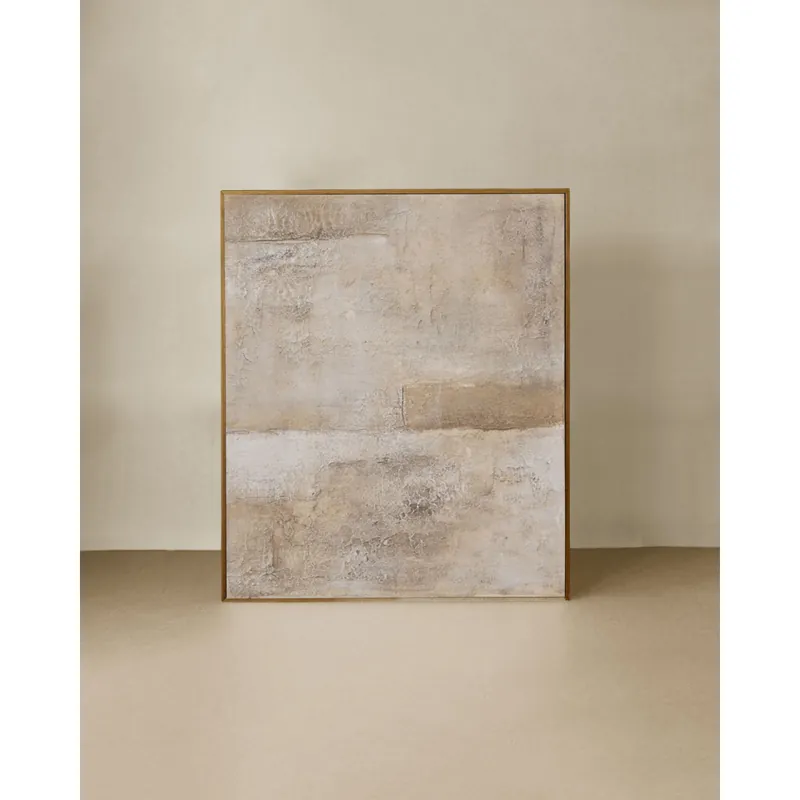 Cuadro gris decorativo sobre algodón con bastidor de madera pintado artesanalmente con pintura al óleo de 80x60cm - Bestsellers Decowood