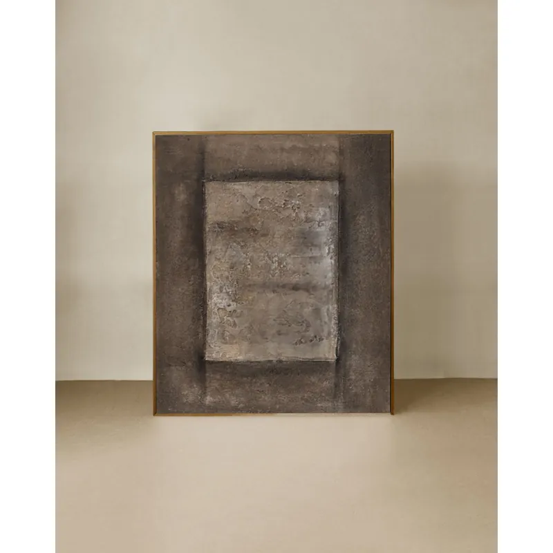 Cuadro marrón decorativo sobre algodón con bastidor de madera pintado artesanalmente con pintura al óleo de 80x60cm - Decoración mural