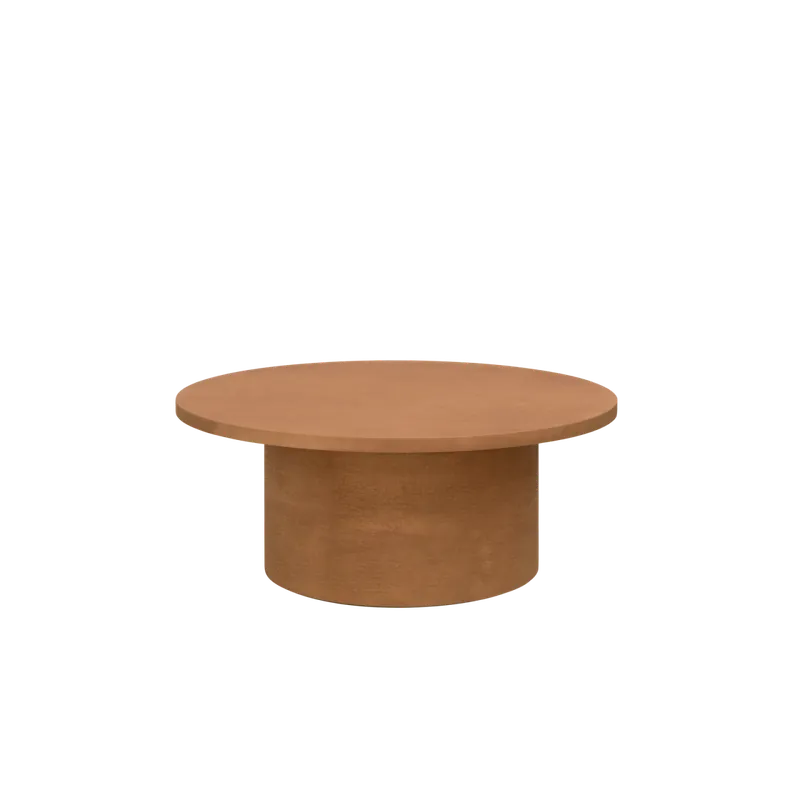 Mesa de centro redonda de microcemento en tono terracota de 80x33cm - Mesas de centro
