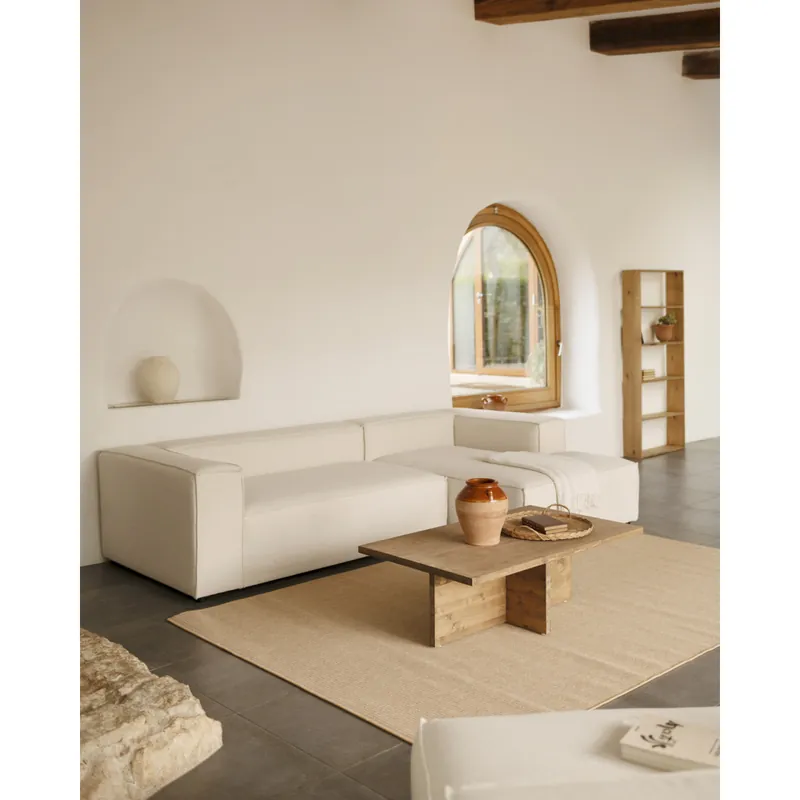 Mesa de centro de madera maciza en tono roble oscuro de 120x70cm - Mesas de centro