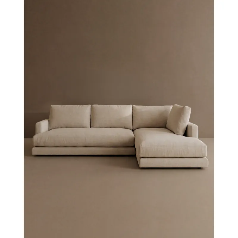 Sofá de 3/4 plazas con chaise longue derecho tono beige de 275cm - Inicio