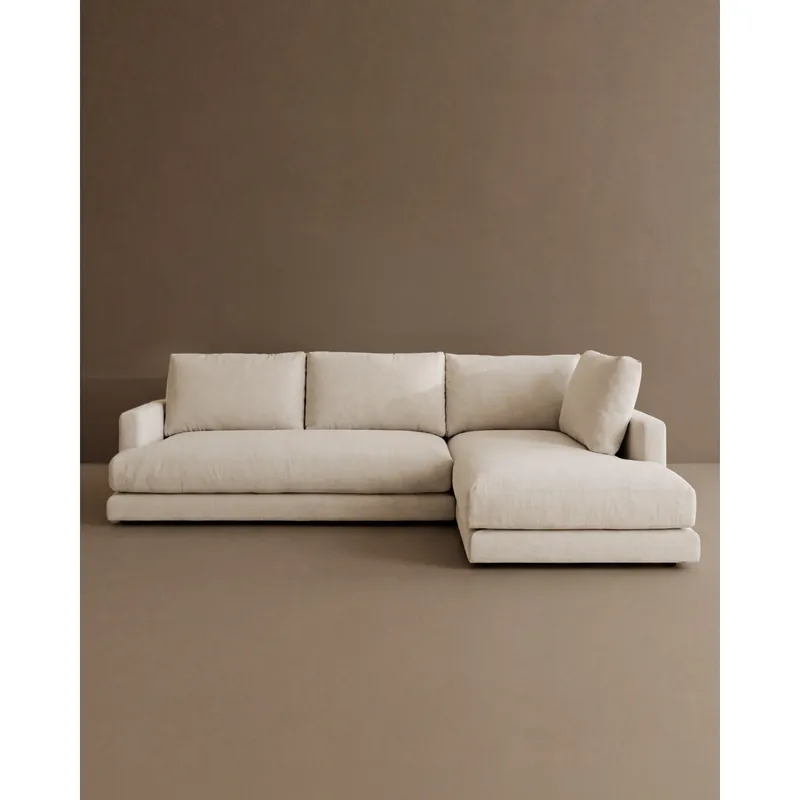 Sofá de 3/4 plazas con chaise longue derecho tono blanco roto de 275cm - Inicio