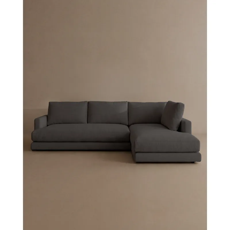 Sofá de 3/4 plazas con chaise longue derecho tono gris oscuro de 275cm - Inicio