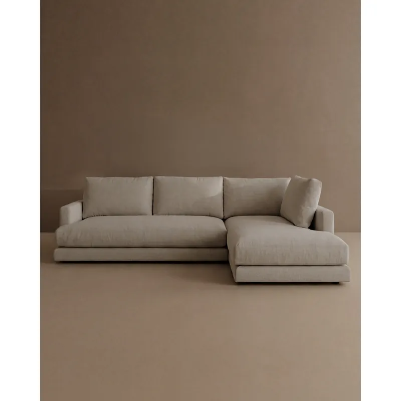 Sofá de 3/4 plazas con chaise longue derecho tono gris claro de 275cm - Inicio