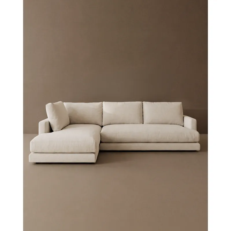Sofá de 3/4 plazas con chaise longue izquierdo tono blanco roto de 275cm - Inicio