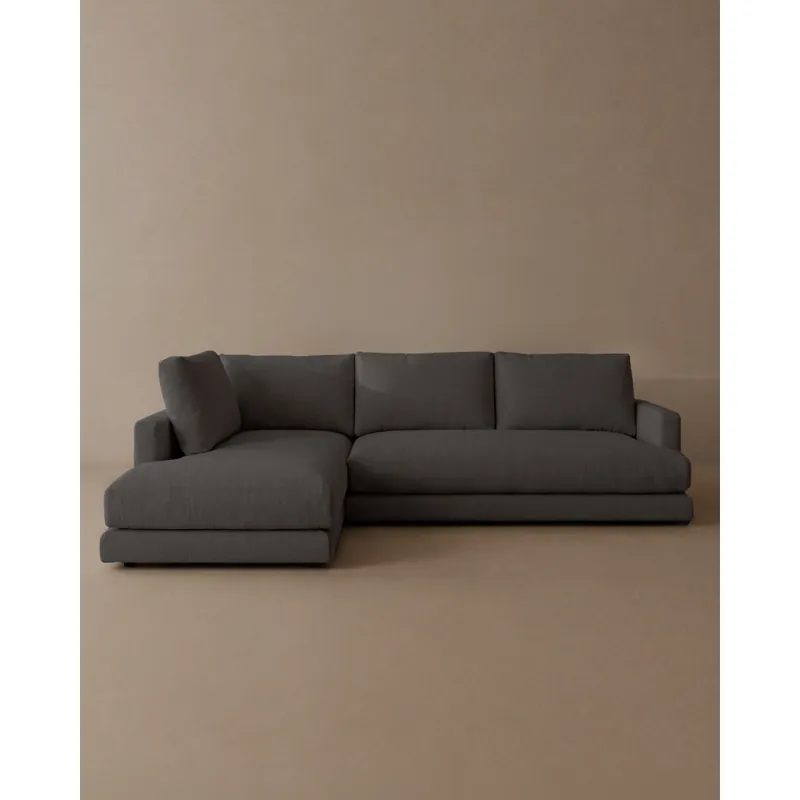 Sofá de 3/4 plazas con chaise longue izquierdo tono gris oscuro de 275cm - Inicio