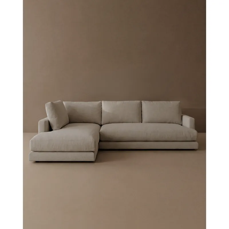 Sofá de 3/4 plazas con chaise longue izquierdo tono gris claro de 275cm - Inicio