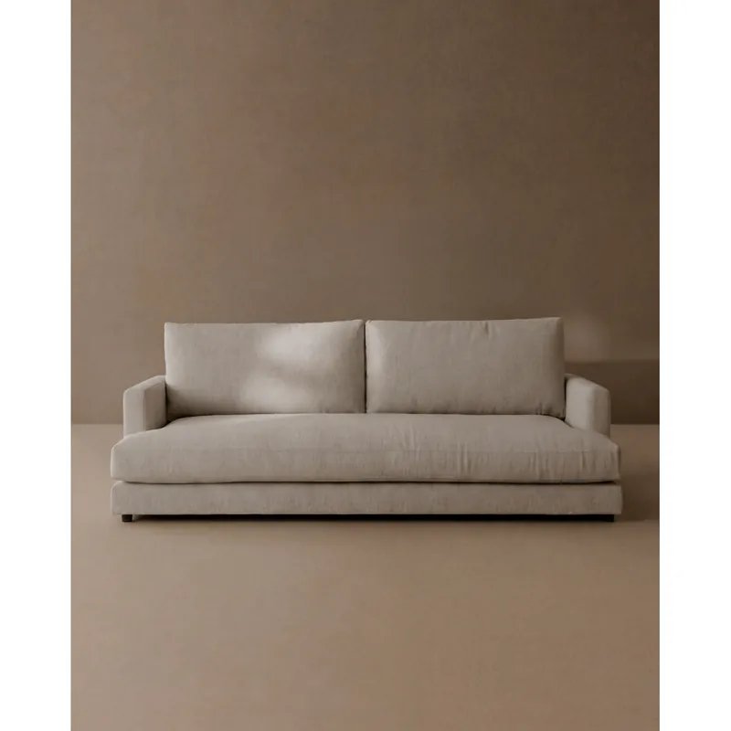 Sofá recto tono gris claro de 190cm - Inicio