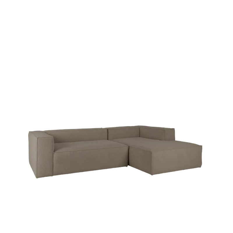 Sofá de bouclé de 4 plazas con chaise longue derecho color marrón de 250x175cm - Inicio