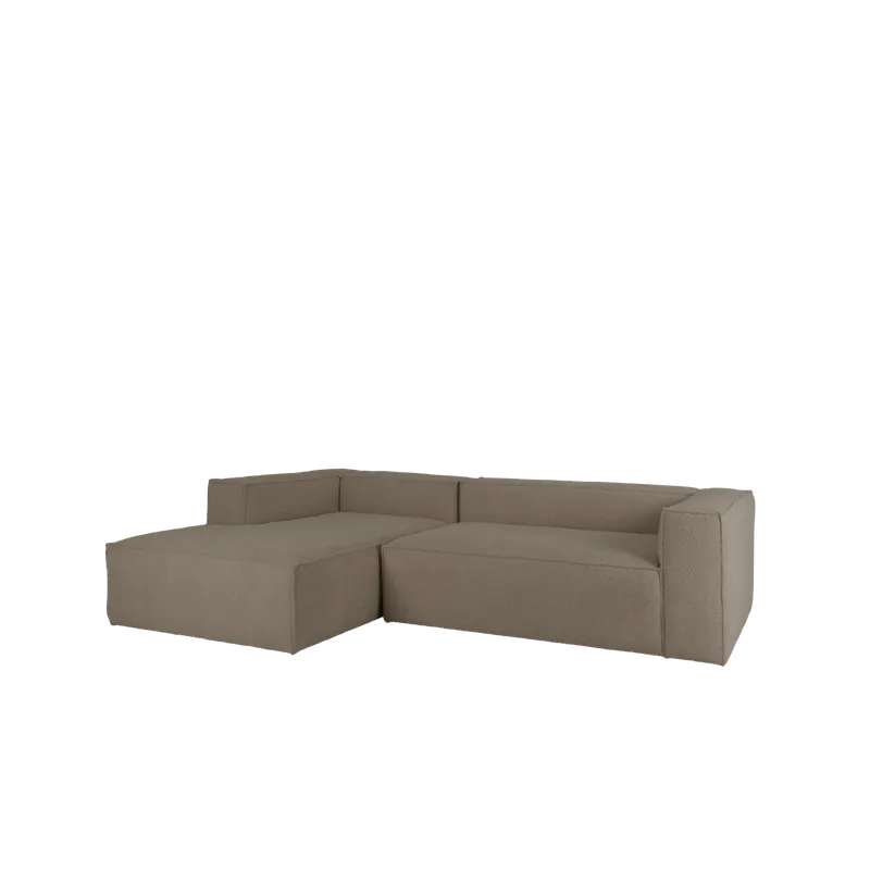 Sofá de bouclé de 4 plazas con chaise longue izquierdo color marrón de 250x175cm - Inicio