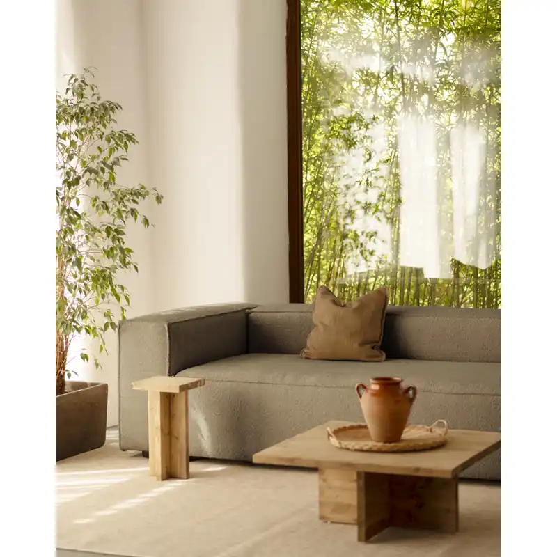 Sofá de 3/4 plazas de bouclé color marrón de 210x110cm - Inicio