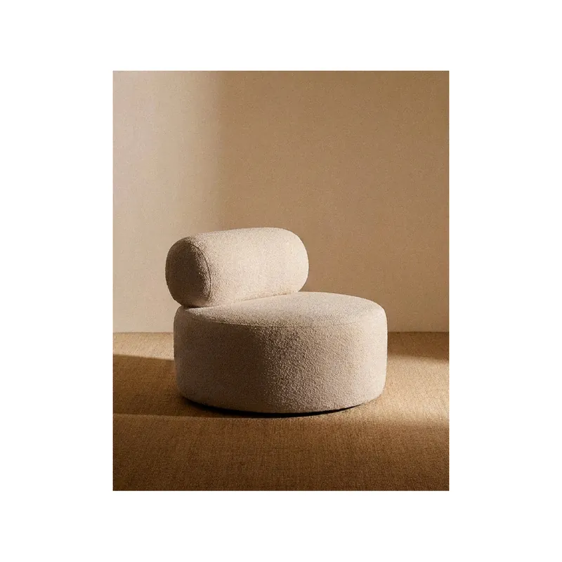 Sillón de bouclé redonda color beige de 91x71cm - Inicio