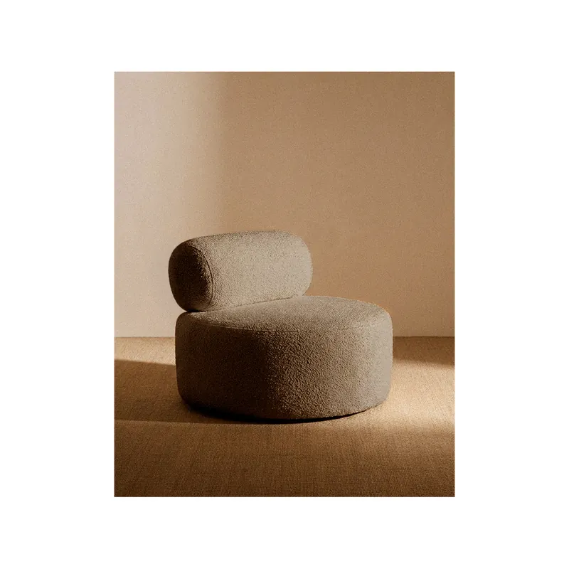 Sillón de bouclé redonda color marron de 91x71cm - Inicio