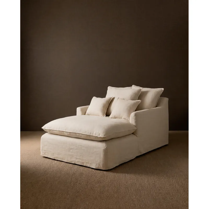 Sillón de algodón y lino color beige de 115x170cm - Inicio