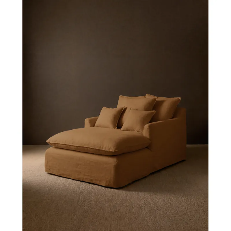 Sillón de algodón y lino color teja de 115x170cm - Inicio