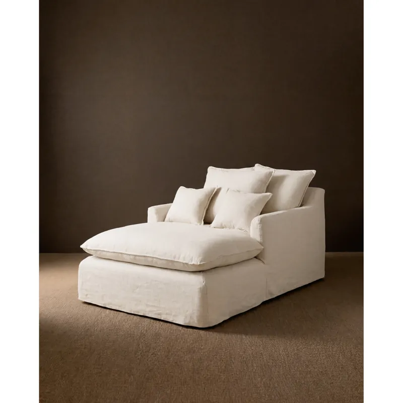 Sillón de algodón y lino color blanco de 115x170cm - Inicio