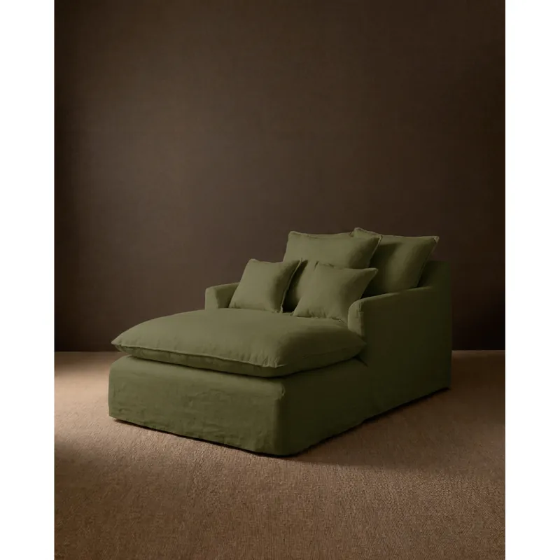 Sillón de algodón y lino color verde de 115x170cm - Inicio