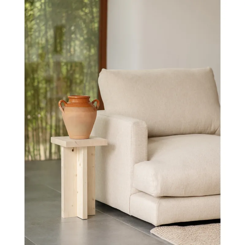 Mesa auxiliar de madera maciza en tono natural de 25x25cm - Mesas auxiliares