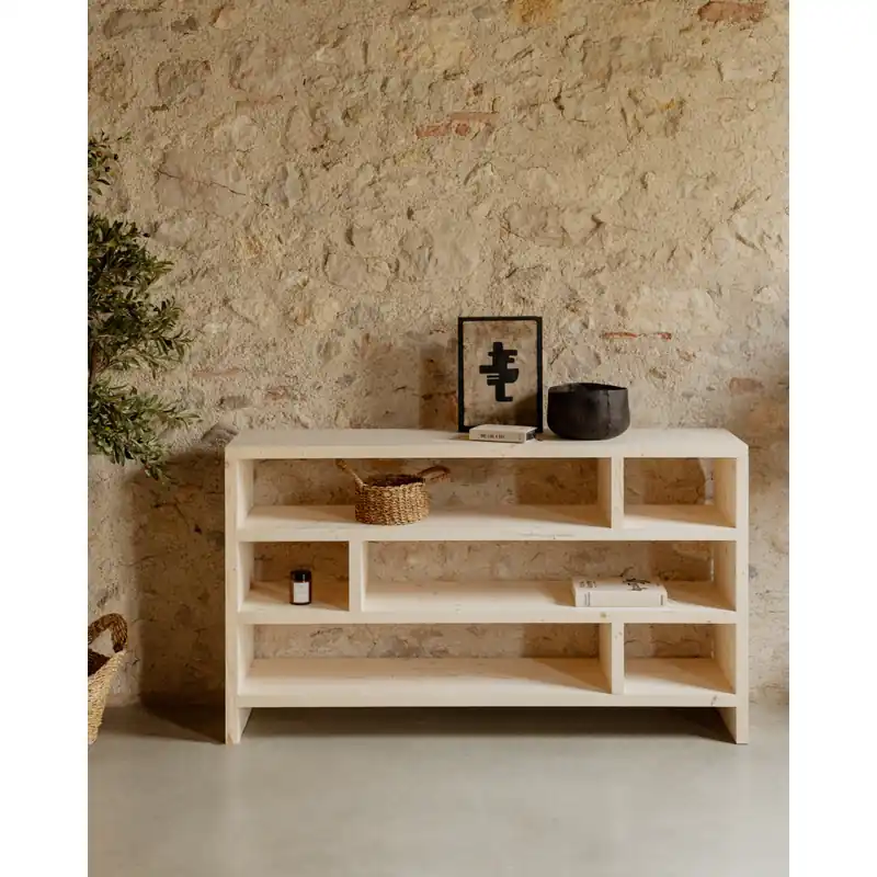 Estantería de madera maciza tono natural de 80x140cm - Inicio