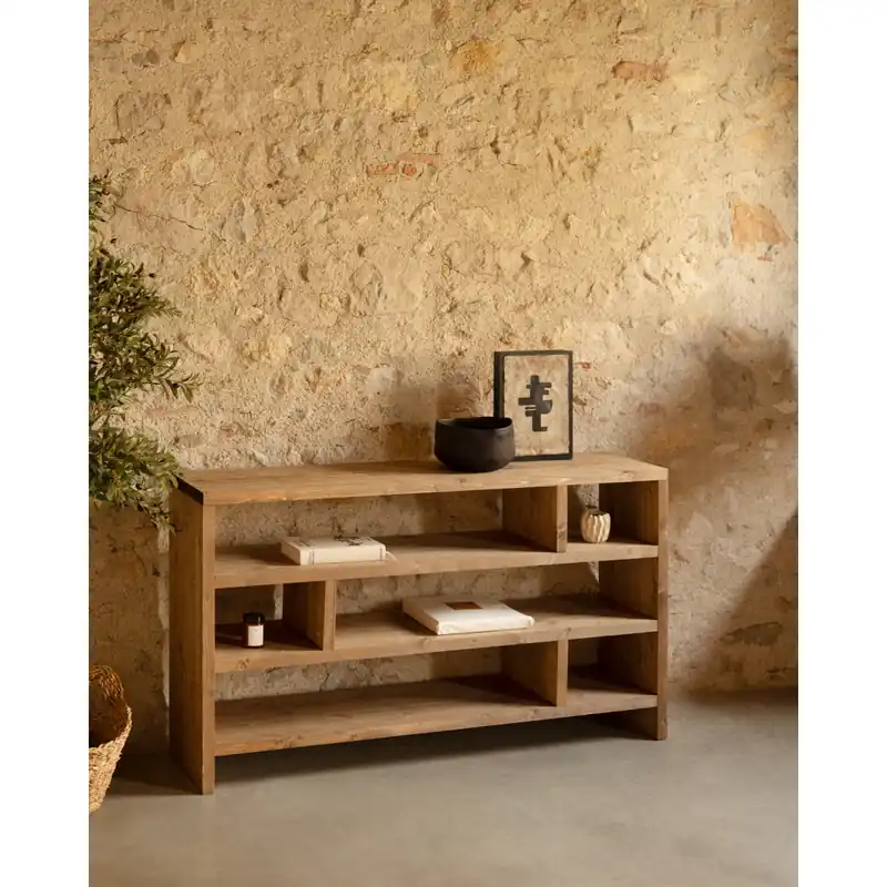 Estantería de madera maciza tono roble oscuro de 80x140cm - Inicio