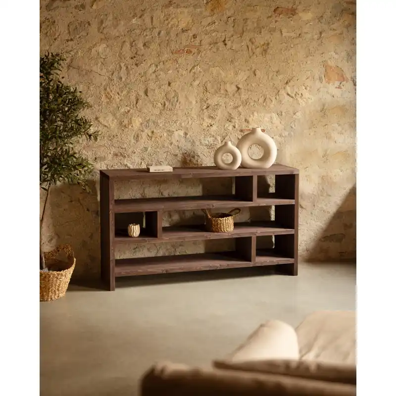 Estantería de madera maciza tono nogal de 80x140cm - Inicio