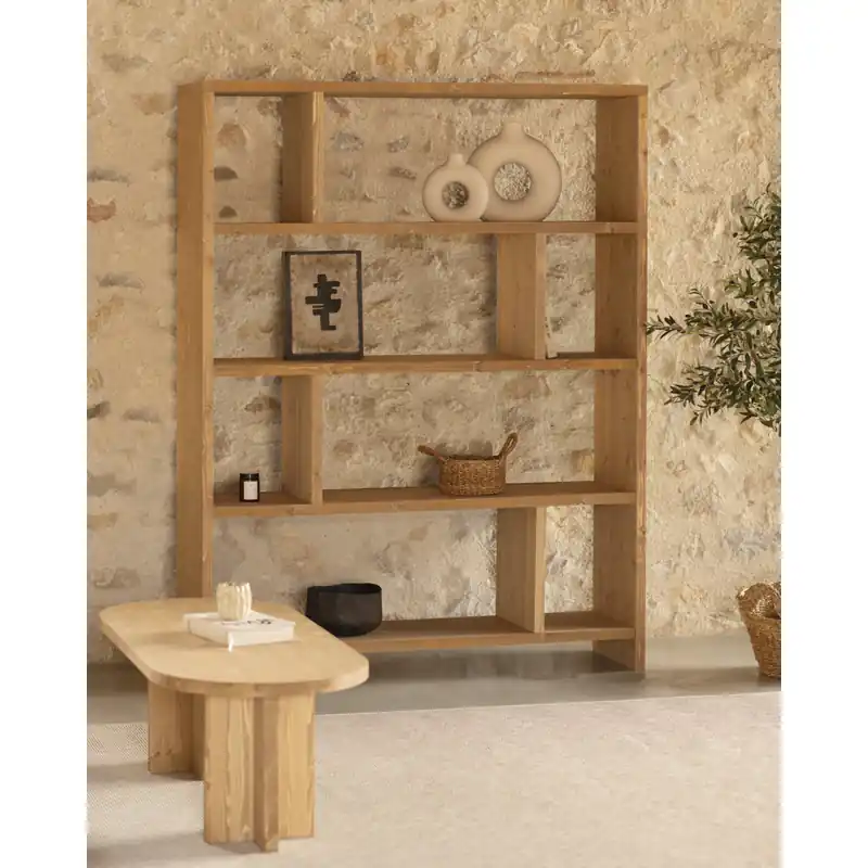 Estantería de madera maciza tono roble medio de 180x140cm - Inicio