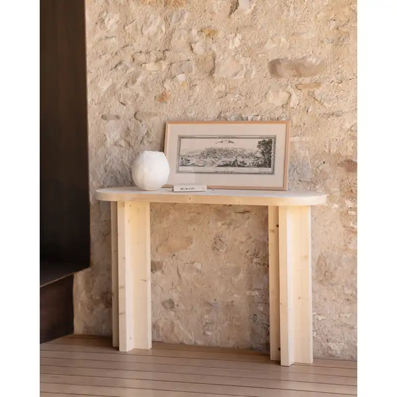 Consola de madera maciza tono natural de 120x80cm - Inicio