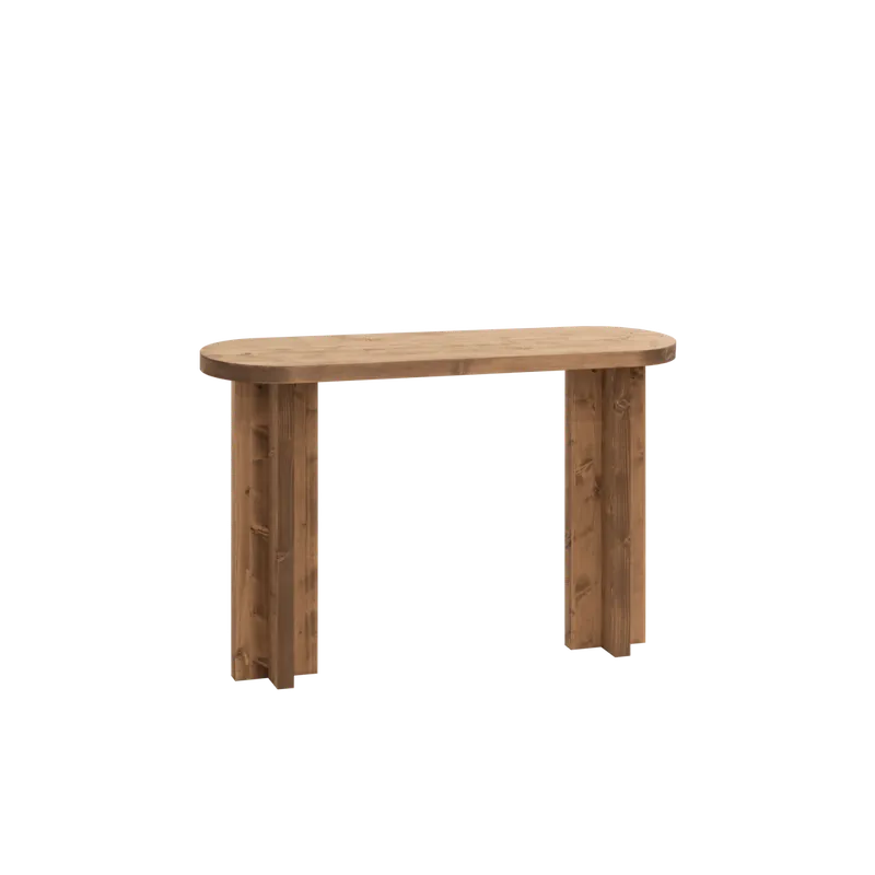 Consola de madera maciza tono roble oscuro de 120x80cm - Inicio