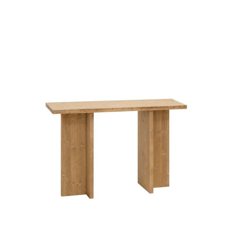 Consola de madera maciza en tono roble medio de 120x80cm - Inicio