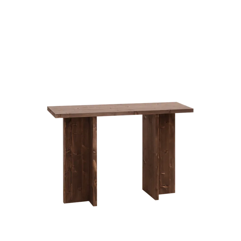 Consola de madera maciza en tono nogal de 120x80cm - Inicio
