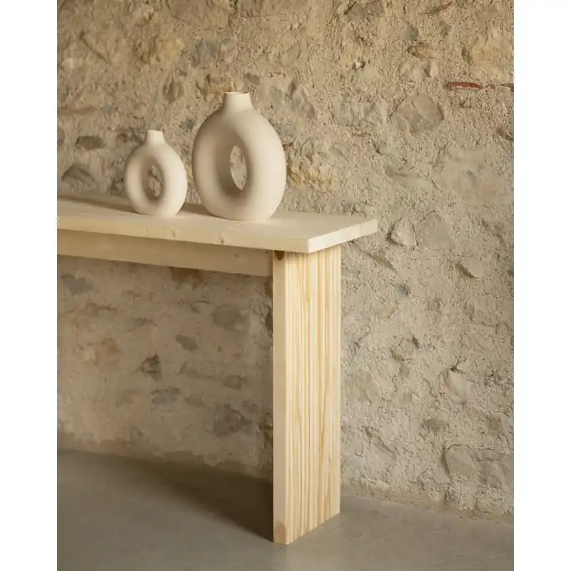 Consola de madera maciza en tono natural de 120x80cm - Inicio