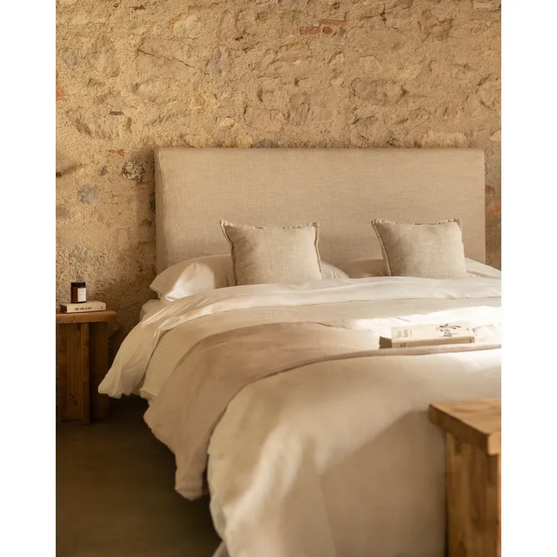 Cabecero tapizado desenfundable de lino beige de 120x110cm - Cabeceros