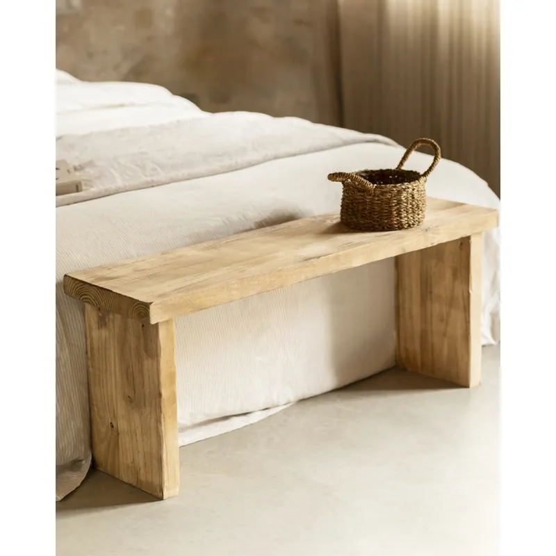 Banco rústico de madera maciza de 109x45cm - Bancos y taburetes