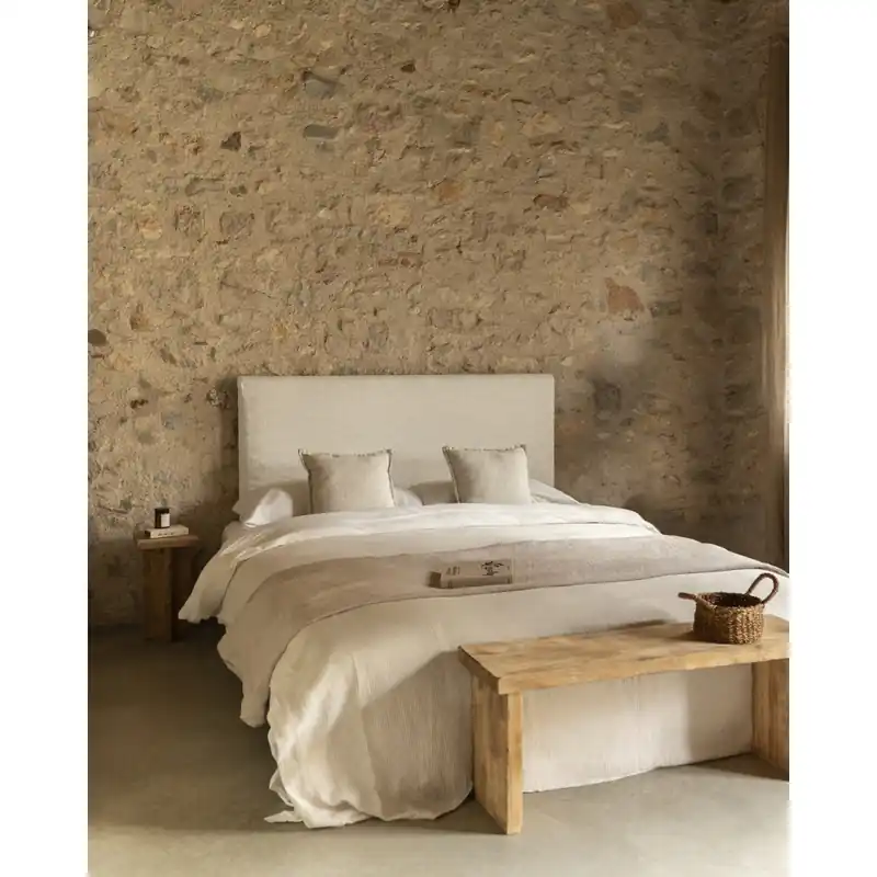 Cabecero tapizado desenfundable de lino blanco de 120x110cm - Cabeceros