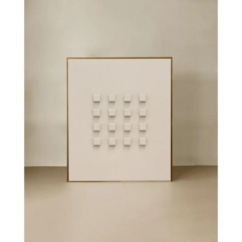 Cuadro beige decorativo sobre algodón con bastidor de madera pintado artesanalmente con pintura al óleo de 80x60cm - Decoración mural