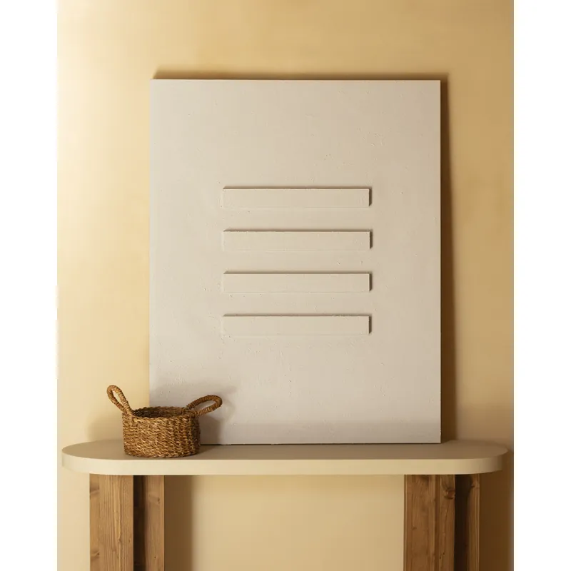 Cuadro beige decorativo sobre algodón con bastidor de madera pintado artesanalmente con pintura al óleo de 80x60cm - Decoración mural