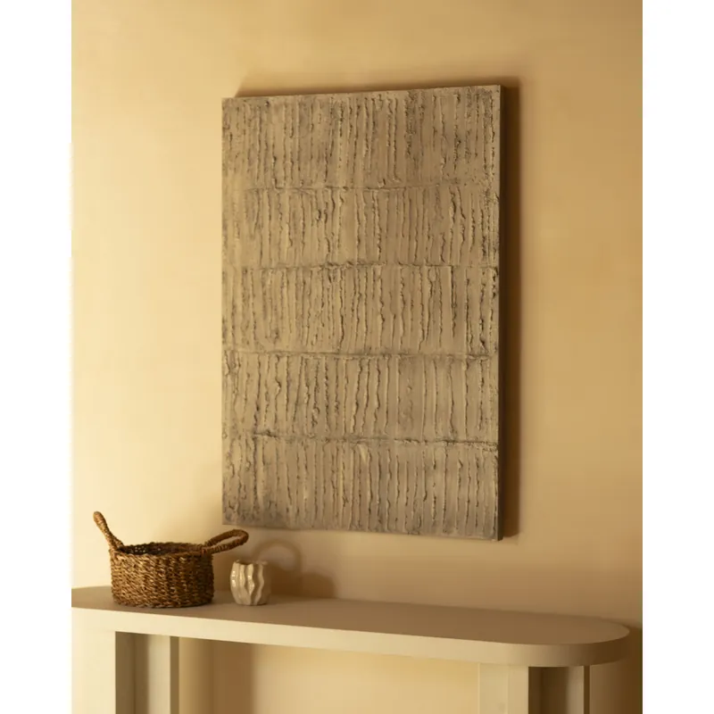 Cuadro beige decorativo sobre algodón con bastidor de madera pintado artesanalmente con pintura al óleo de 80x60cm - Decoración mural