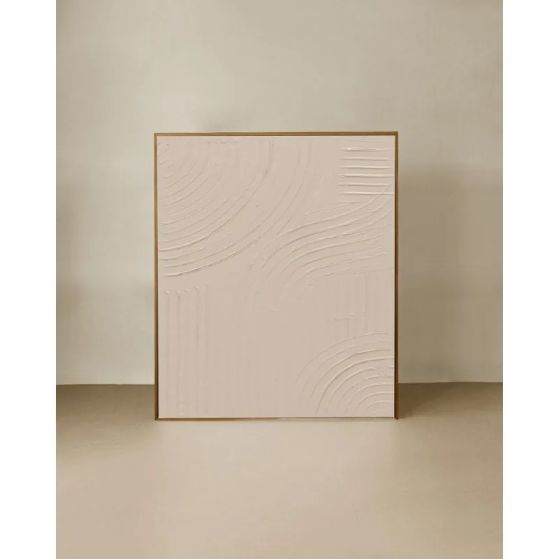 Cuadro beige decorativo sobre algodón con bastidor de madera pintado artesanalmente con pintura al óleo de 80x60cm - Decoración mural