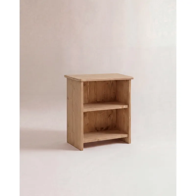 Mesita de noche de madera maciza en tono roble medio de 50x42cm - Mesitas de noche