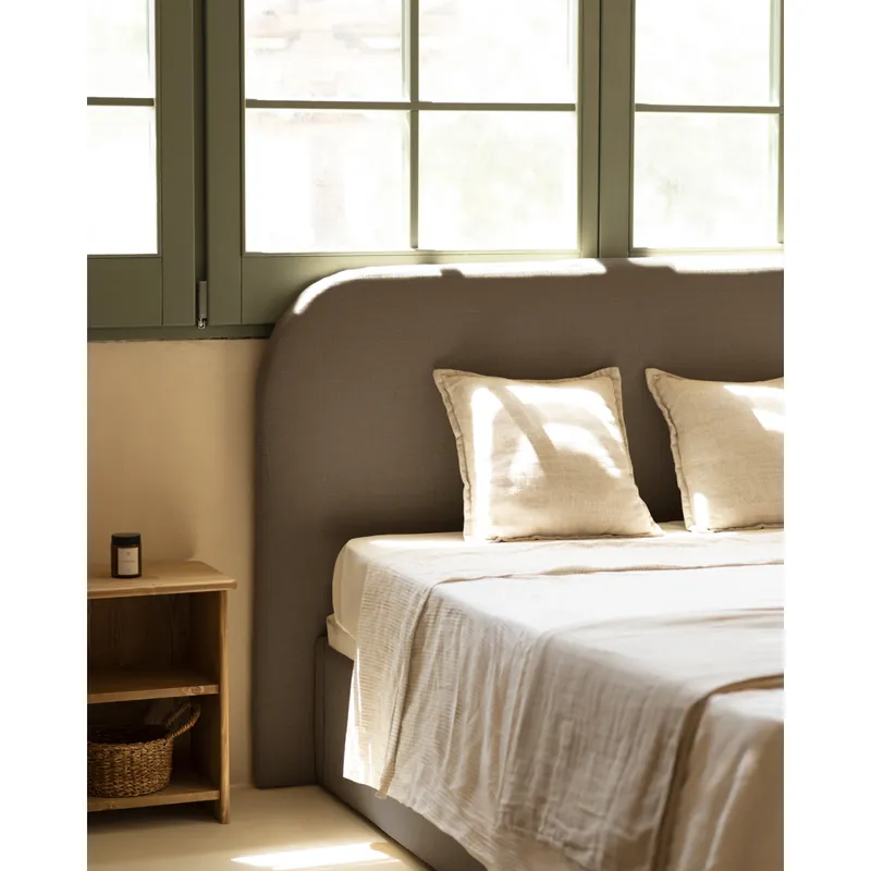 Cama con canapé gris oscuro para colchón de 90x200cm - Dormitorio