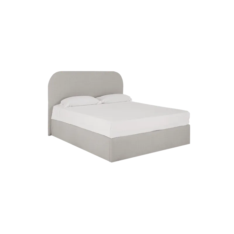 Cama con canapé gris claro para colchón de 90x200cm - Dormitorio