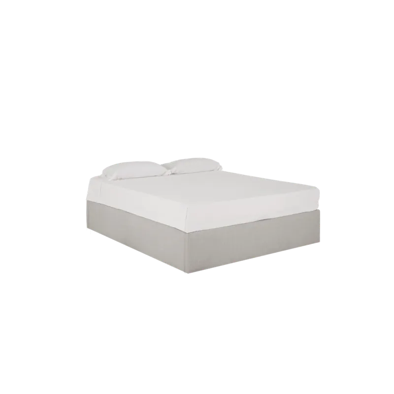 Canapé tapizado gris claro para colchón de 90x200cm - Dormitorio