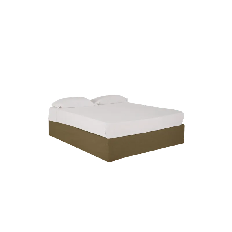 Canapé desenfundable de lino verde para colchón de 90x200cm - Dormitorio