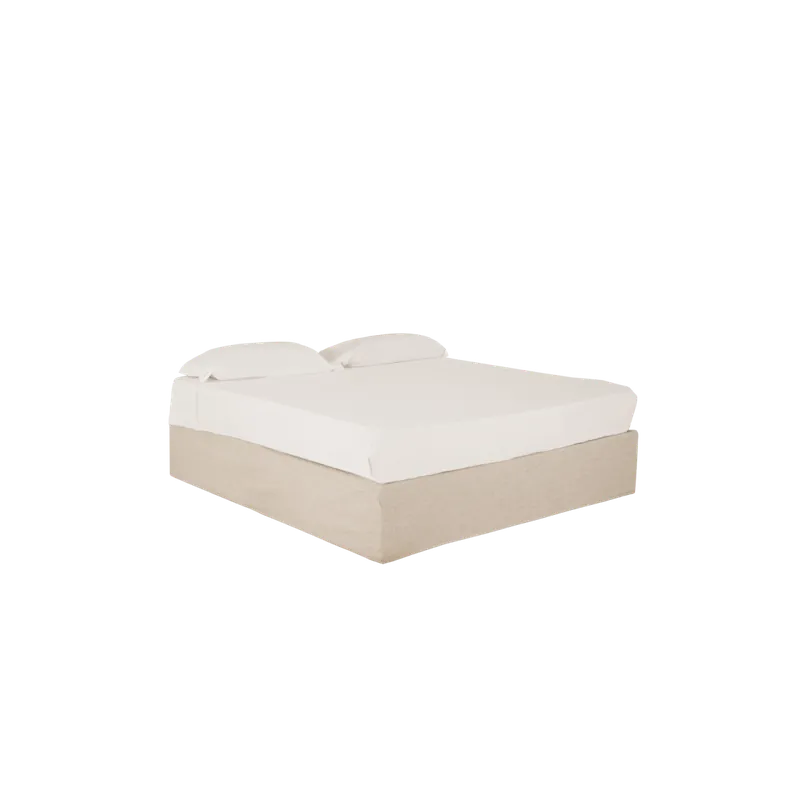 Canapé desenfundable de lino beige para colchón de 90x200cm - Dormitorio
