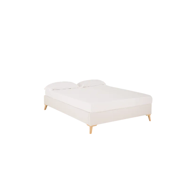 Base tapizada de lino blanco para colchón de 90x200cm - Dormitorio