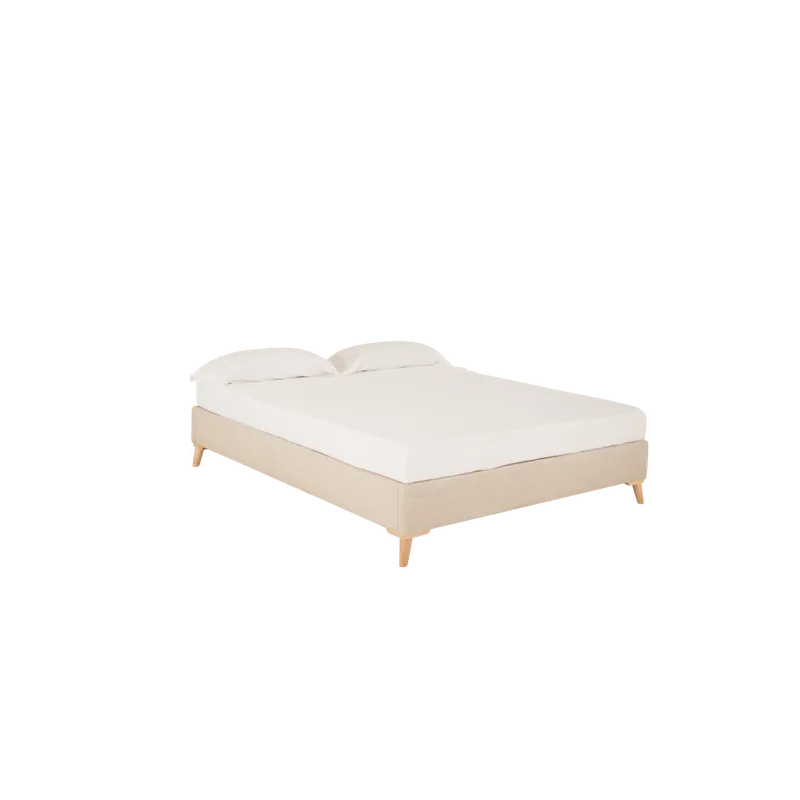 Base tapizada de lino beige para colchón de 90x200cm - Dormitorio
