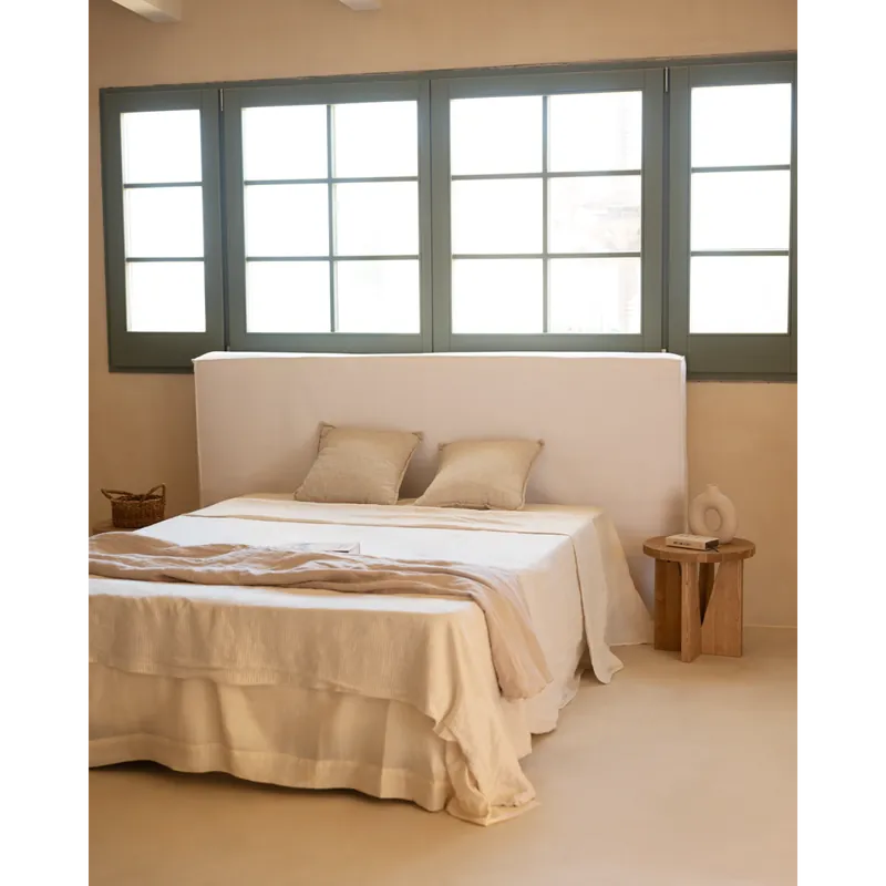 Cabecero tapizado desenfundable de lino blanco de 120x110cm - Cabeceros