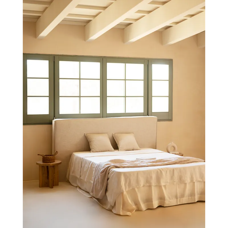 Cabecero tapizado desenfundable de lino beige de 120x110cm - Cabeceros