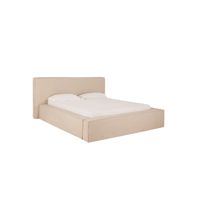 Cama desenfundable de lino beige para colchón de 90x200cm - Envío rápido