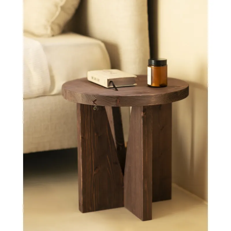 Mesita de noche de madera maciza en tono nogal 40x40cm - Mesitas de noche